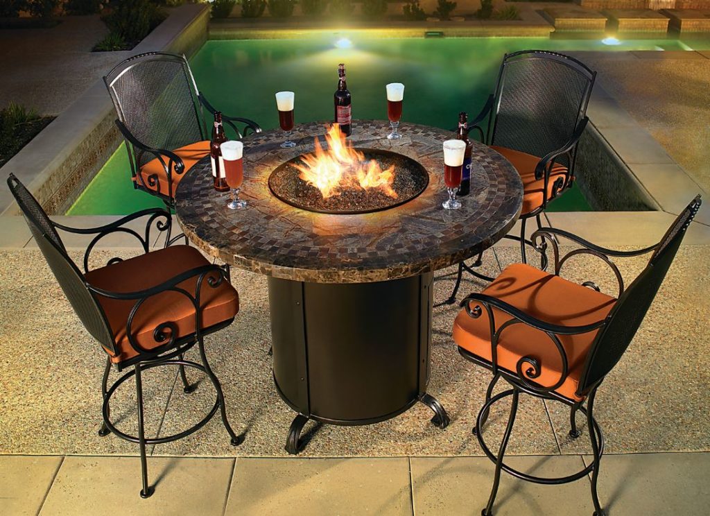 Nice Table with Drinks and Fire in the Center